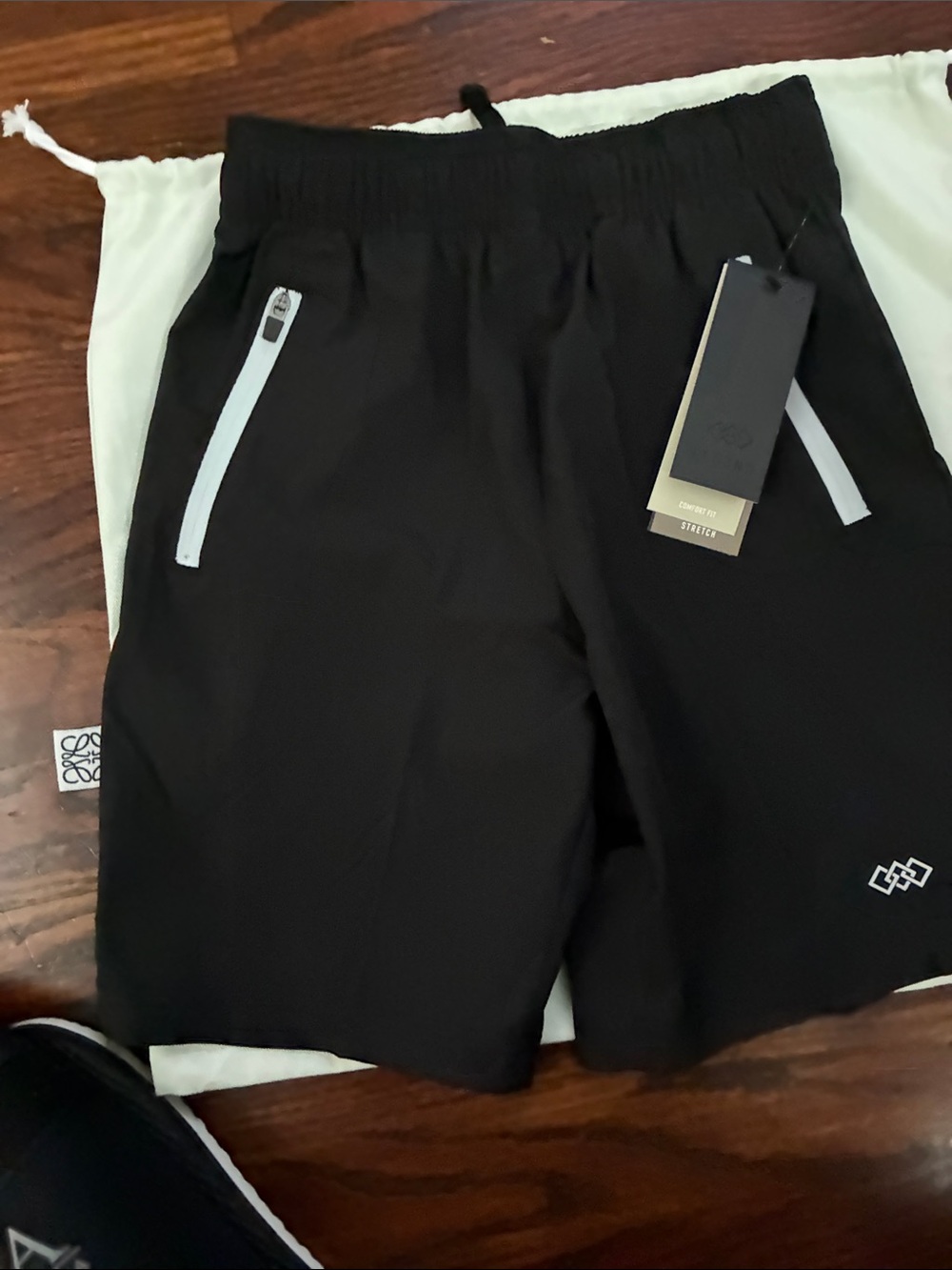 Men's Black Athletic Shorts with Zip Pockets